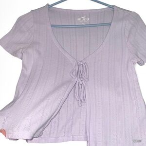 Hollister Lavender Tie-Front Crop Top